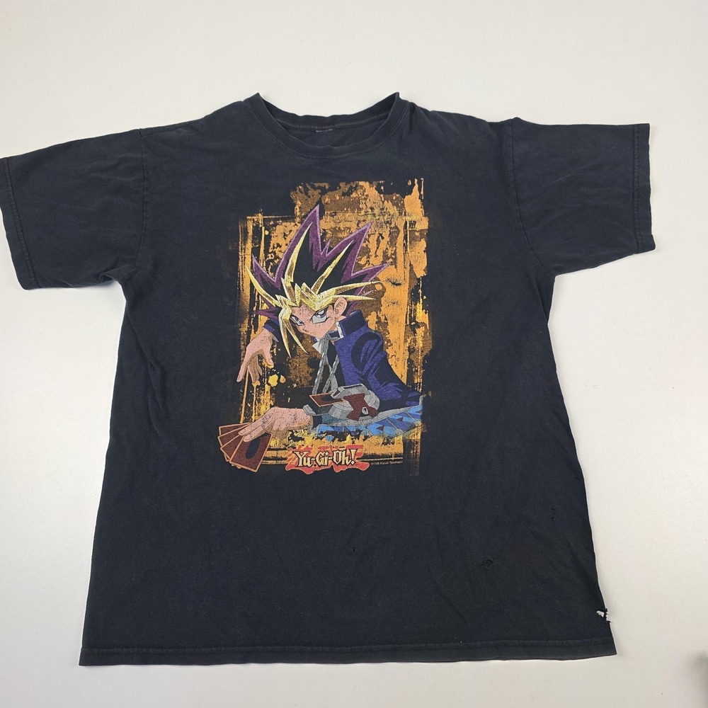 Vintage Yu-Gi-Oh Yugi Shirt Mens Large Black Anime Cartoon Graphic 1998 90s Tee